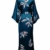 BABEYOND Damen Morgenmantel Blätter Muster Maxi Lang Robe Kimono Sommer Satin Bademantel Damen Strandkleid Leicht Schlafmantel (Dunkelgrün, Einheitsgröße) - 2