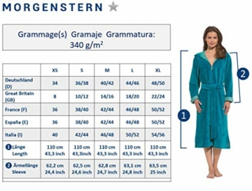 Morgenstern Bademantel Damen Reißverschluss Kapuze Burgund M - 7