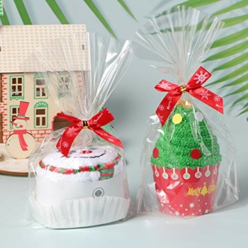 Healifty Weihnachtshandtuch-Set, Weihnachtshandtuch, Geschirrtuch, weiße Baumwolle, Weihnachtsbaum und Schneemann, 2 Stück - 3