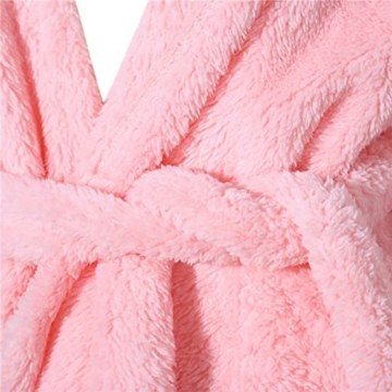 Alueeu Kurz Bademantel Damen Frottee Baumwolle Flauschig mit Kapuze Rosa Morgenmantel Hausmantel Frotteemantel Robe Negligee Saunakilt Morgenrock Nachtwäsche Bathrobe Kimono Reisebademantel - 6