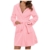 Alueeu Kurz Bademantel Damen Frottee Baumwolle Flauschig mit Kapuze Rosa Morgenmantel Hausmantel Frotteemantel Robe Negligee Saunakilt Morgenrock Nachtwäsche Bathrobe Kimono Reisebademantel - 1