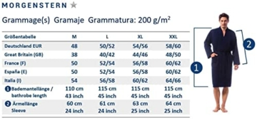 Morgenstern Waffelpique Bademantel Herren Morgenmantel Blau leicht Männer Duschmantel Kimono Reisebademantel Dunkelblau Baumwolle dünn kurz Größe XL - 6
