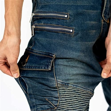 oFzimTo Motorrad-Jeanshose Für Herren, Sturzfeste Jeans Mit Geradem Bein Und 4 Arten Von Schutzausrüstung, Motorradhose Für Motorradrennfahrer (Blue,M) - 6