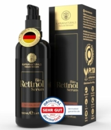 BIO Retinol Serum hochdosiert 100ml • Retinol 5-Fach-Komplex +Hyaluron +Vitamin C ✓ Vegan & BIO ✓ hochwirksam verkapseltes Retinol für strahlende & reine Haut ohne Pickel ✓ Anti Aging Made in Germany - 1