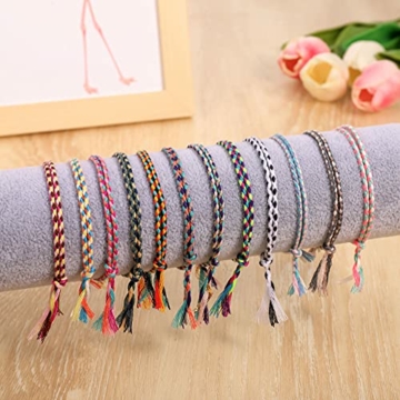 FRIUSATE 30 Stück Freundschaft Armbänder, Handgefertigt Geflochten Wickelarmband Kinder Mädchen Armband Gewebte Dünn Armbänder Freundschaftsarmband für Frauen Mädchen - 4