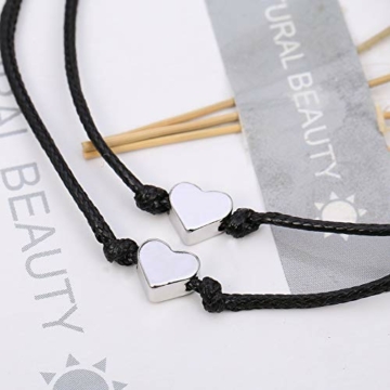 Xinzistar 2 Stück Freundschaftsarmband Paar Armbänder Langstrecken Versprechen Matching Armbande für Damen Herren Paare Beste Freunde Mutter Tochter (Herz, Schwarz) - 5