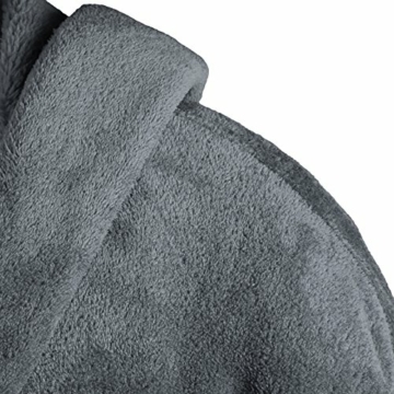 Gräfenstayn® Damen & Herren Kuschelfleece Bademantel mit Kapuze Größe S-XXXL mit Öko-Tex Standard 100 Flanell Fleece (XXL, Anthrazit) - 4